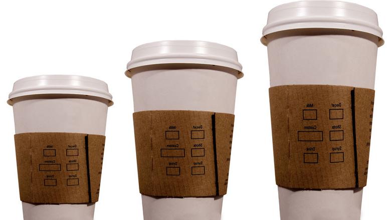 咖啡杯有三种尺寸:小、中、大